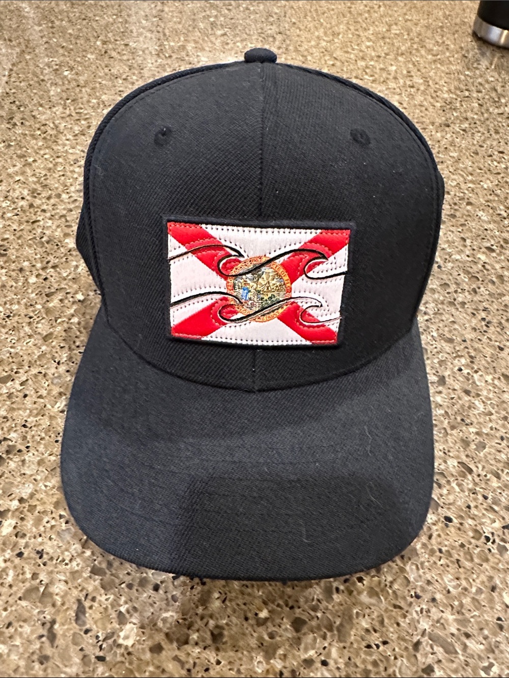 Billabong Black Cap with Red & White Embroidered Patch